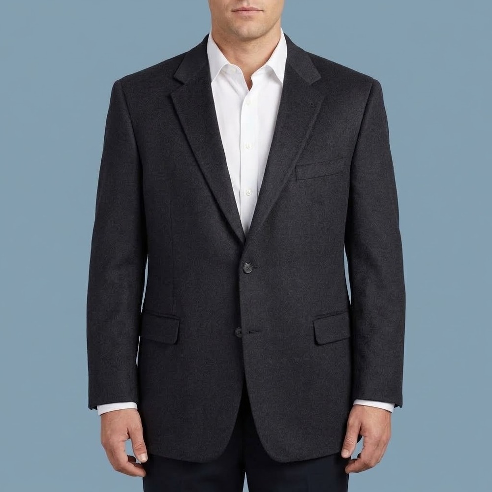 Turnbury F65ZT306 Camel Hair Blazer Mens 48R Charcoal Grey Suit Sport Coat